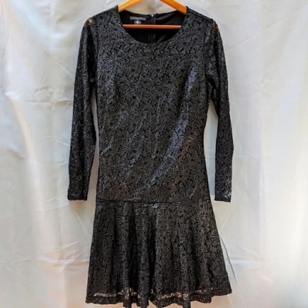 Black metallic lace Covington dress